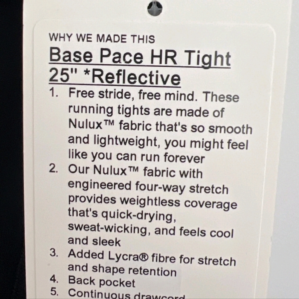 Lululemon Base Pace High Rise Tight 23" Reflective Black Size 8 Nulux Run EUC - Picture 2 of 12